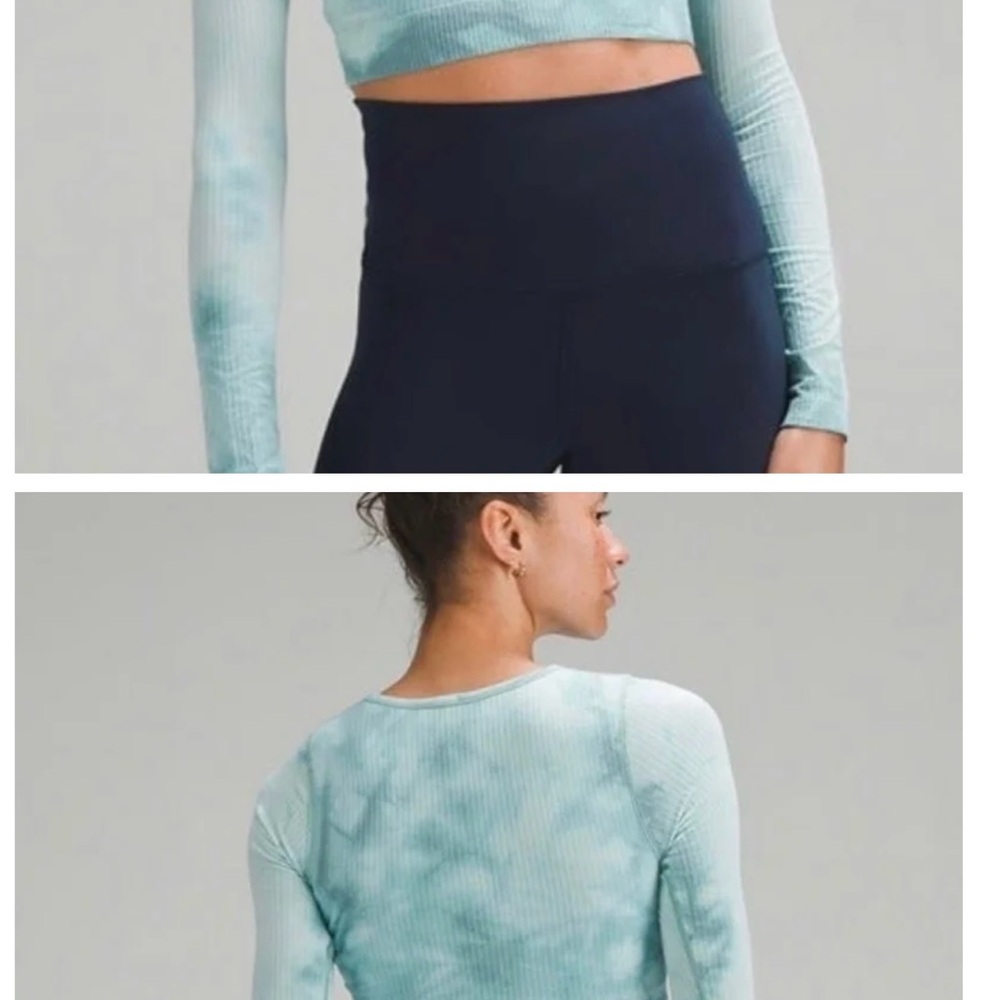Lululemon Athletica Green Long Sleeve Crop Top